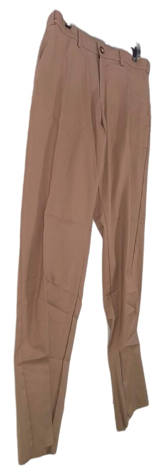 NWT Mens Khaki Flat Front Straight Leg Casual Dress Pants image number 2