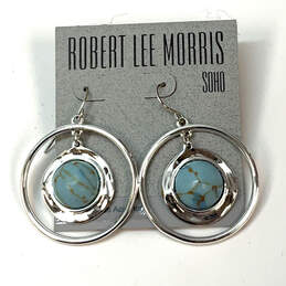 Designer Robert Lee Morris Silver-Tone RLM Soho Blue Stone Dangle Earrings alternative image