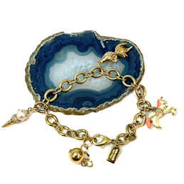 Designer Kate Spade Gold-Tone Carnival Nights Unicorn Clasp Charm Bracelet