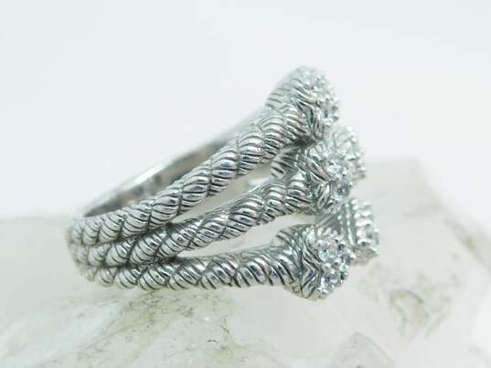 Judith Ripka Sterling Silver CZ Split Cable Shank Hearts Ring 8.2g image number 4