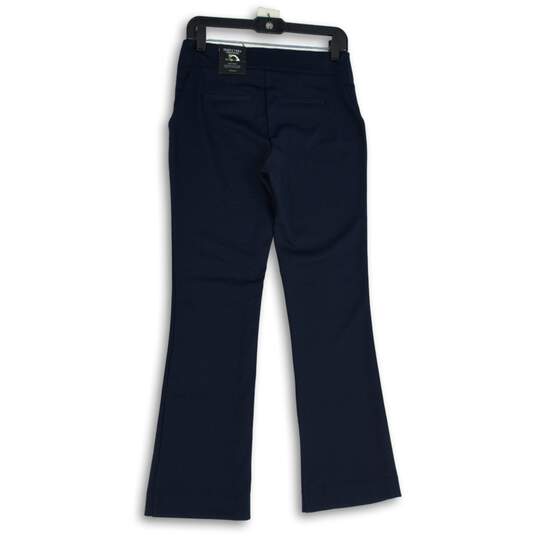 NWT Womens Navy Blue Flat Front Elastic Waist Bootcut Leg Ankle Pants Size Small image number 2