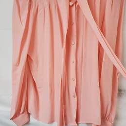 Adrianna Papell Pink Silk Button Up LS Blouse Women's 12 alternative image