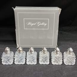 Vintage Japan 1987 6 Crystal Salt & Pepper Shakers Royal Gallery In Box