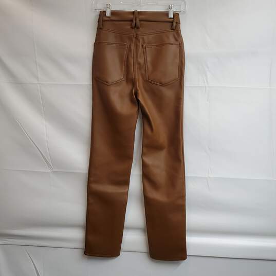 Good American Better Than Leather Good Icon Pants Burnt Caramel Size 00 image number 3