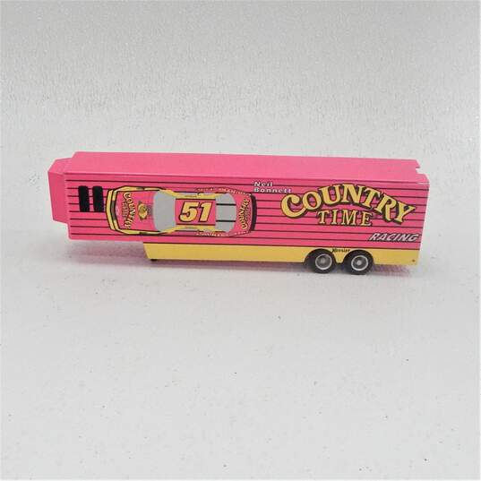 Vintage 1994 Neil Bonnett #51 Country Time Racing Race Car Semi Transporter in Display Case image number 5