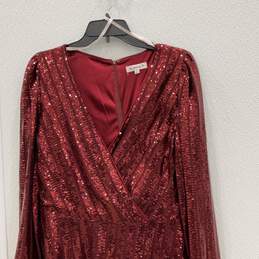 NWT Nanette Lepore Womens Red Sequins Long Sleeve Back-Zip Sheath Dress Size 12 alternative image