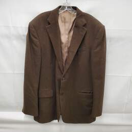 Oscar De La Renta 100% Wool MN's Brown Blazer Size 42 Long