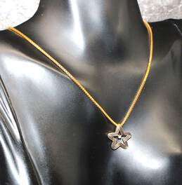 14K Yellow Gold Necklace W/ Star Pendant & Diamond
