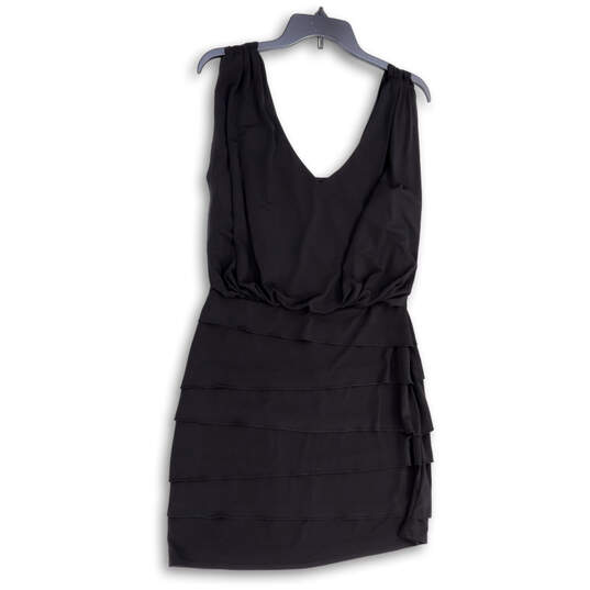 Womens Black V-Neck Sleeveless Tiered Pullover Short Blousen Dress Size 8 image number 1