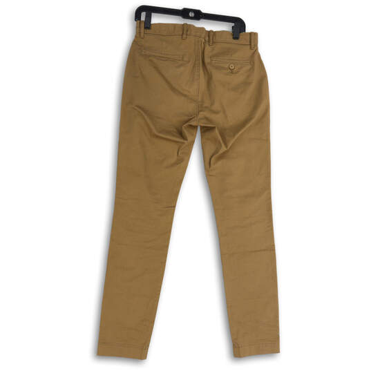 NWT Mens Dark Khaki Flat Front Slash Pocket Straight Leg Chino Pants Size 30X32 image number 2