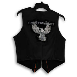 Womens Black Leather Sleeveless Pockets Full-Zip Motorcycle Vests Size M alternative image