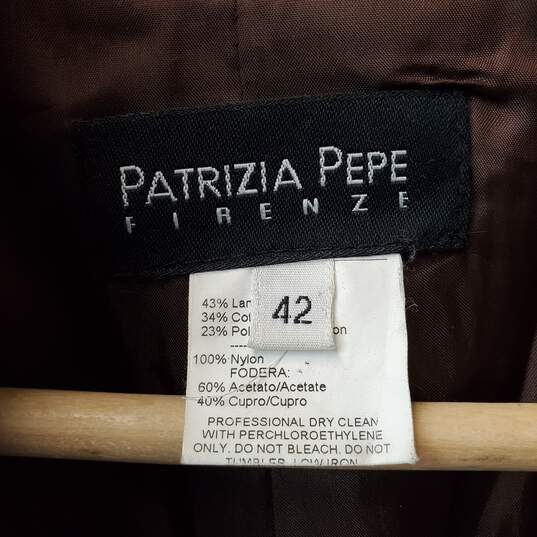 Patrizia Pepe Firenze Brown Plaid Wool Blend Blazer Size 42 image number 3