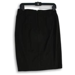 NWT Womens Black Flat Front Slit Back Zip Straight & Pencil Skirt Size 10P alternative image
