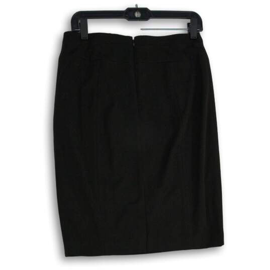 NWT Womens Black Flat Front Slit Back Zip Straight & Pencil Skirt Size 10P image number 2