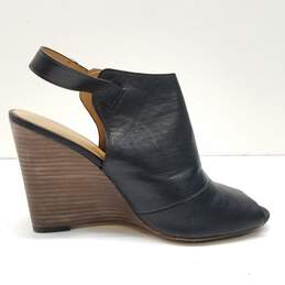 Coach Lindsay Black Leather Wedge Sling Back Booties Women's Size 9B