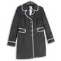 NWT Womens Black White Long Sleeve Button Front Overcoat Size 12 image number 1