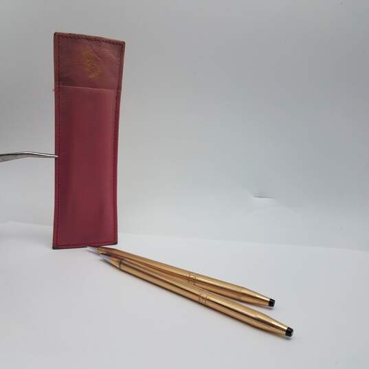Cross Gold Filled Pen & Pencil Set w/Pen Purse 34.0 2pcs image number 2