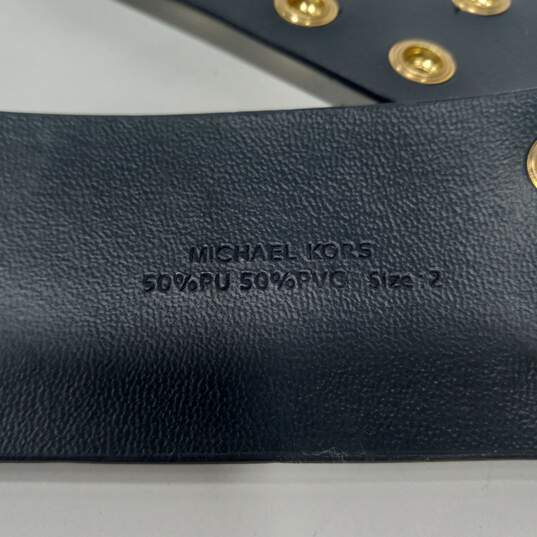 Michael Kors Women's Blue and Gold Tone Faux Leather Belt Size 2 image number 4