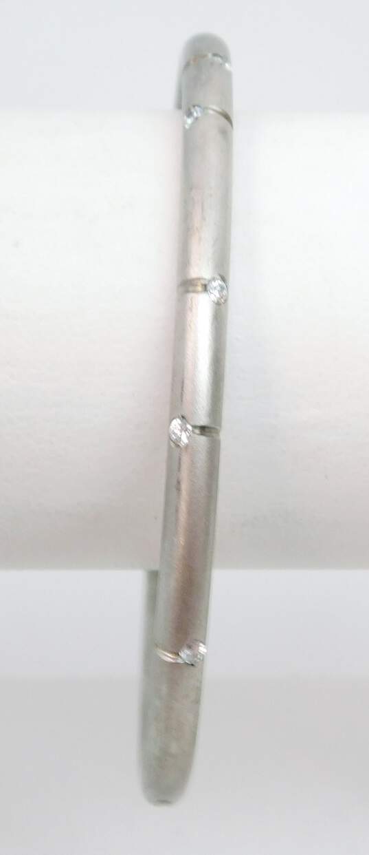 (G) Artisan 925 & 950 Cubic Zirconia J Pendant Necklace & Hinged Bangle Bracelet image number 3
