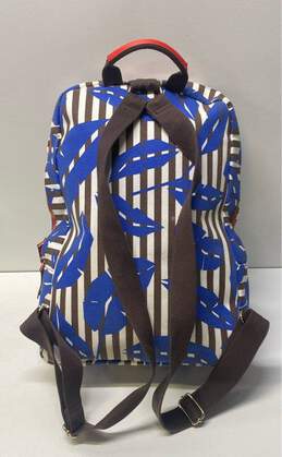 Henri Bendel Striped Leaf Canvas Backpack Blue alternative image
