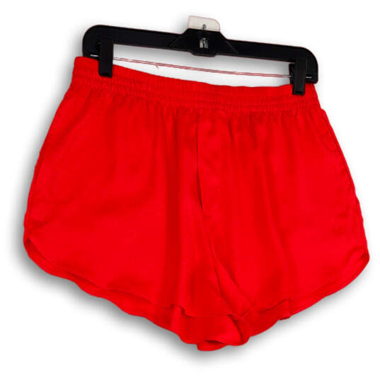 Womens Pink Elastic Waist Pockets Pull-On Athletic Shorts Size Medium image number 1
