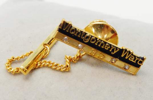 Vintage 10K Yellow Gold Diamond Accent Montgomery Ward 35 Year Service Pin 3.6g image number 1