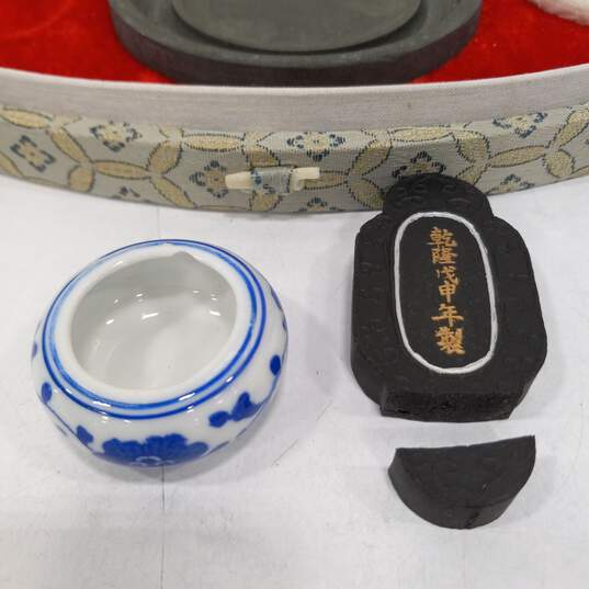 Chinese Treasure Scholar Table Ink Brush Set & Stamps IOB image number 1