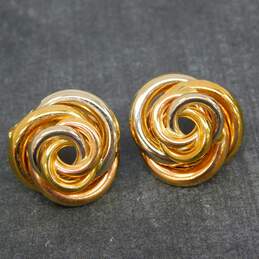 18K Tri Color Gold Knot Stud Earrings 6.4g