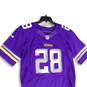 Mens Purple Yellow Minnesota Vikings Adrian Peterson #28 NFL Jersey Size 44 image number 3