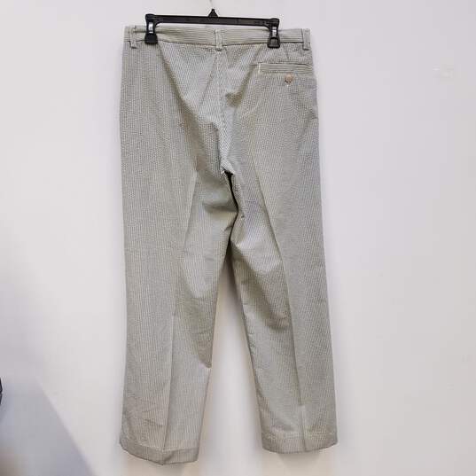 Mens Gray Striped Pockets Flat Front Straight Leg Dress Pants Size Large image number 2