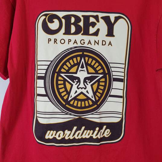 Obey Men's Red T-Shirt SZ L image number 4
