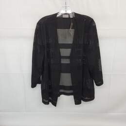 Chico's Black Mixed Mesh Open Knit Cardigan Jacket WM Size 3 NWT