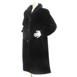 Vintage Hillmoor New York Women's Black & Brown Trim Faux Fur Evening Dress Coat