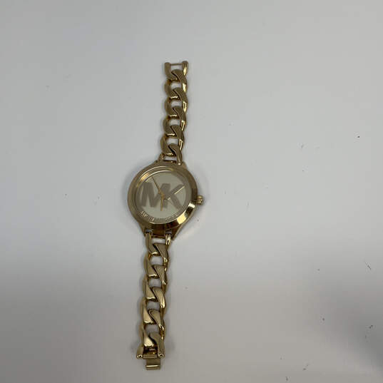 Designer Michael Kors Gold-Tone Stainless Steel Analog Wristwatch With Box image number 3