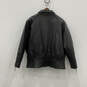 Mens Black Leather Long Sleeve Full-Zip Collared Motorcycle Jacket Size XL image number 2