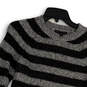 Womens Black Gray Stripped Long Sleeve Knitted Pullover Sweater Size S image number 3