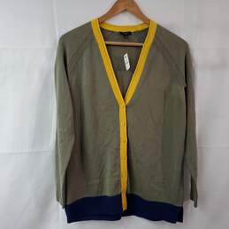 Talbots Button Up Green/Yellow Sweater Petite SM NWT