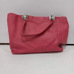 Womens Pink Jodi Heart Inner Zipper Pocket Leather Bag Charm Tote Bag