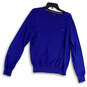 Womens Blue Knitted Long Sleeve Crew Neck Tight Pullover Sweater Size S image number 1