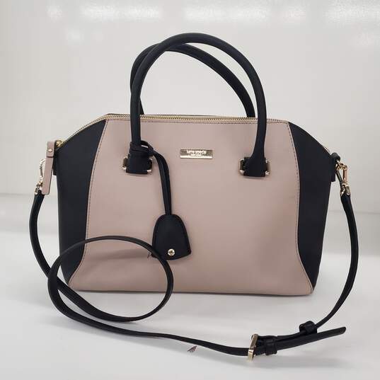 Buy the Kate Spade Tilden Colorblock Black Pink Saffiano Leather Crossbody  Bag