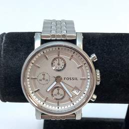 Designer Fossil ES-2198 Silver-Tone Boyfriend Chronograph Bracelet Wristwatch