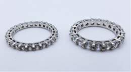 Lot of 2 925 Sterling Silver & Cubic Zirconia Band Rings Size 7