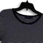 Womens Blue White Striped Round Neck Short Sleeve Pullover T-Shirt Size L image number 3