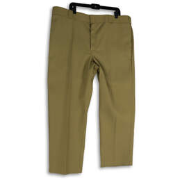 NWT Mens Beige Flat Front Pockets Straight Leg Dress Pants Size 44x30