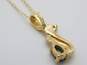 14K Yellow Gold Sapphire Diamond Accent Ribbon Pendant Necklace 1.3g image number 3