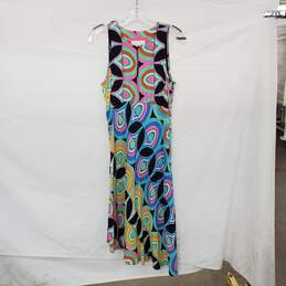 Anthropologie Multicolor Patterned Asymmetrical Key Whole Midi Dress WM Size 4