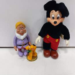 Bundle of 3 Assorted Vintage Disney Mickey, Dwarf & Pluto Figurines