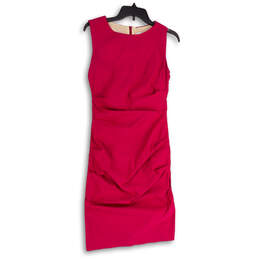 Womens Pink Sleeveless Boat Neck Back Zip Knee Length Bodycon Dress Size 6