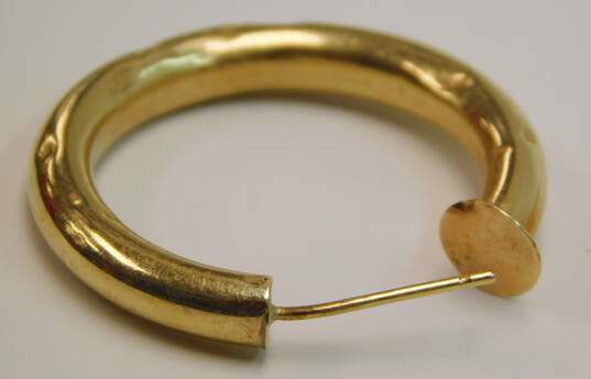 14k Yellow Gold Puffy Post Back Hoop Earrings 3.2g image number 4