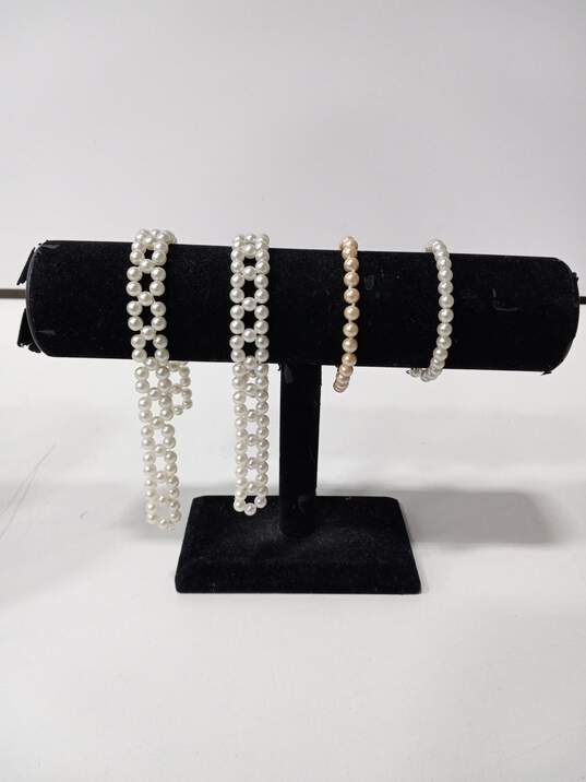 Bundle Assorted Faux Pearl Costume Jewelry image number 3
